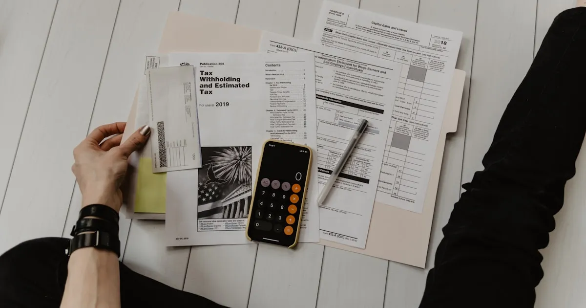 Calculator and invoice papers used to estimate support phone costs