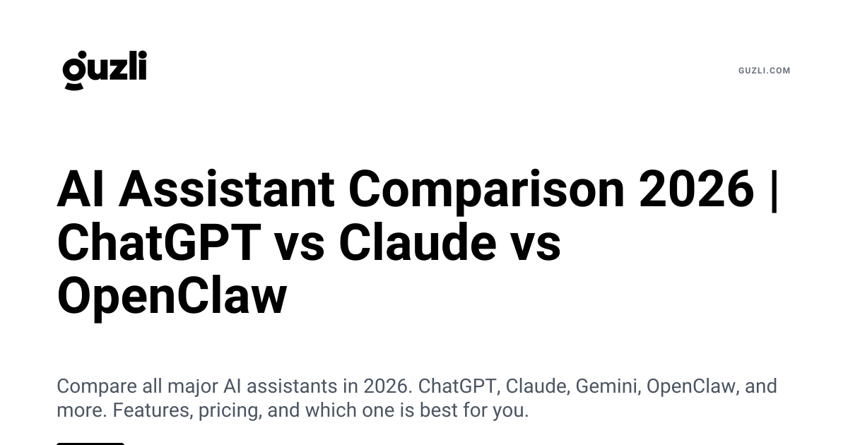 AI Assistant Comparison 2026 | ChatGPT vs Claude vs OpenClaw