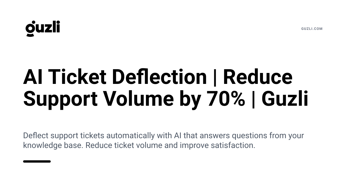 AI Ticket Deflection | Reduce Support Volume by 70% | Guzli
