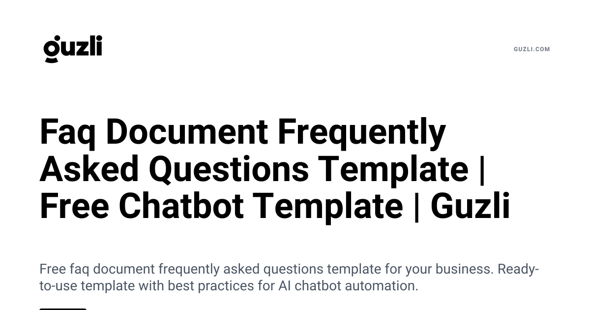 Faq Document Frequently Asked Questions Template | Free Chatbot ...