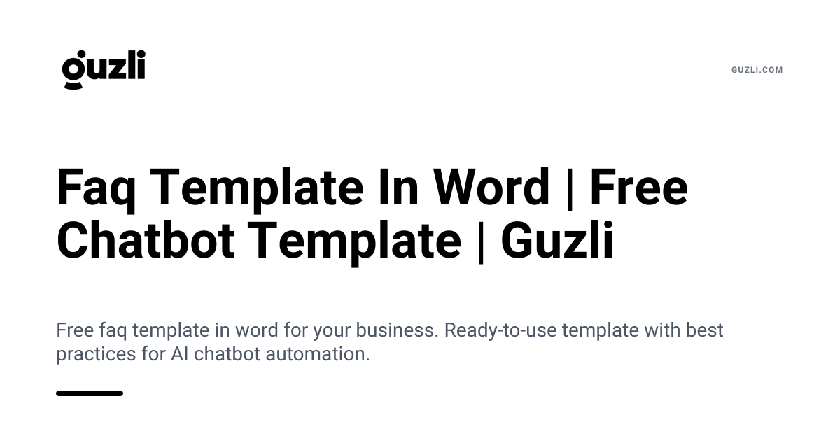 Faq Template In Word | Free Chatbot Template | Guzli